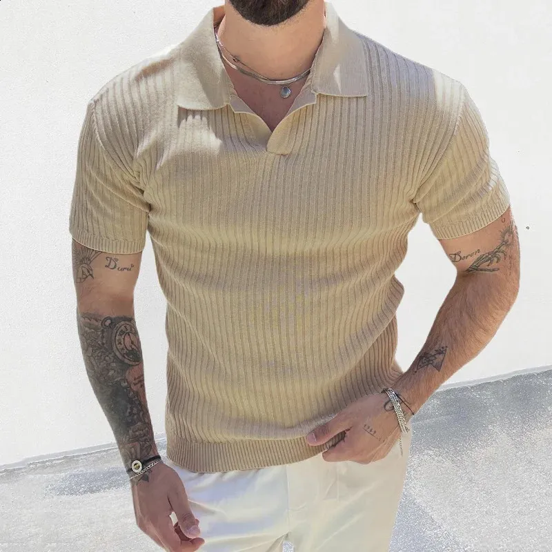 Premium Ribbed Knit Polo Top - Short Sleeve Summer Essential