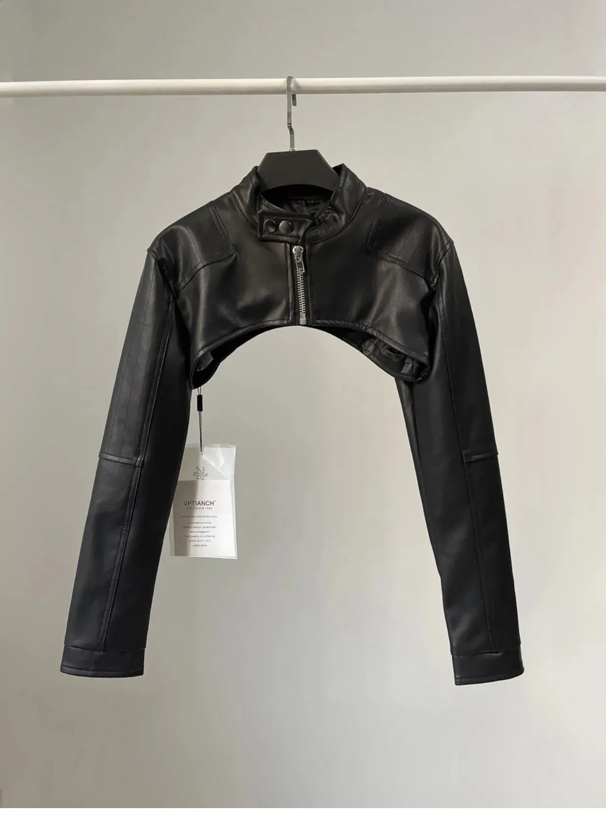 ÉPINE leather lady jacket black tklpehg Fall Womens Leather Jacket Long Sleeve Coats Ladies