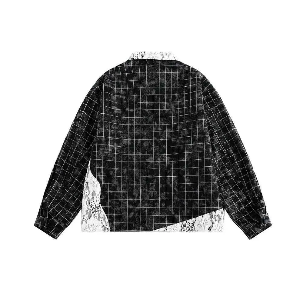DHgate.com:Mens Patchwork Lace Long Sleeve Zipper Jacket