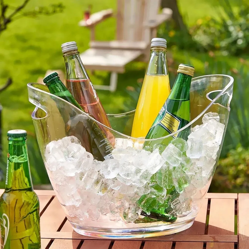 4L Transparent Plastic Ice Bucket: Party Champagne Cooler For Home