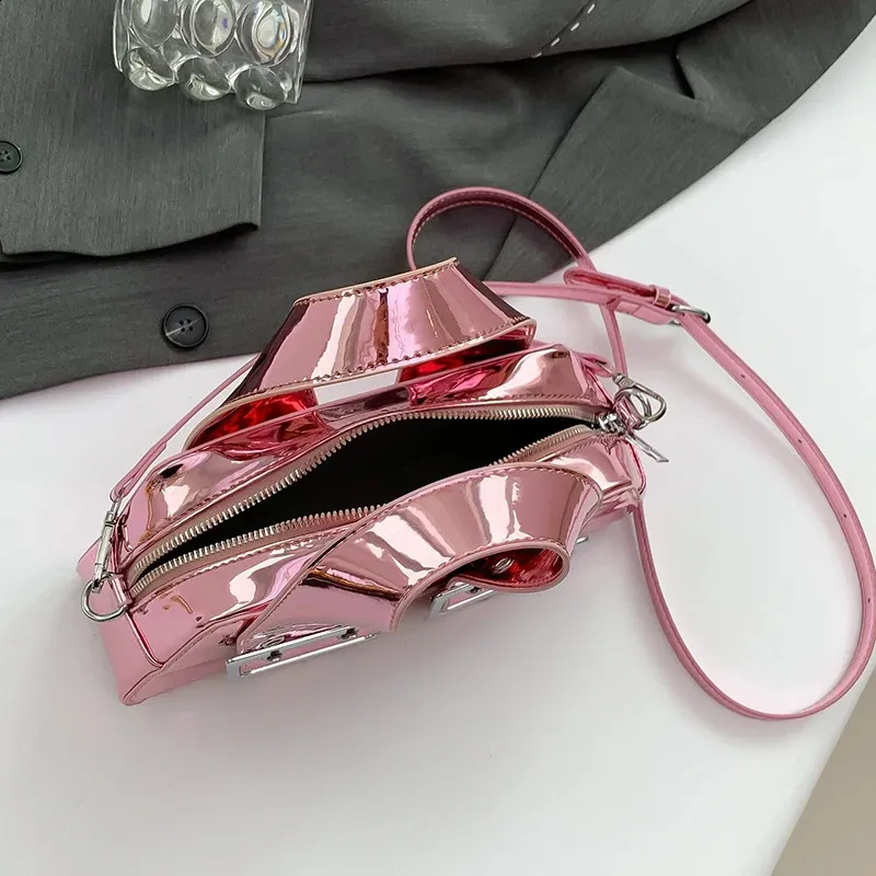 DHgate.com:Womens Glossy PU Leather Crossbody Bag - Gold