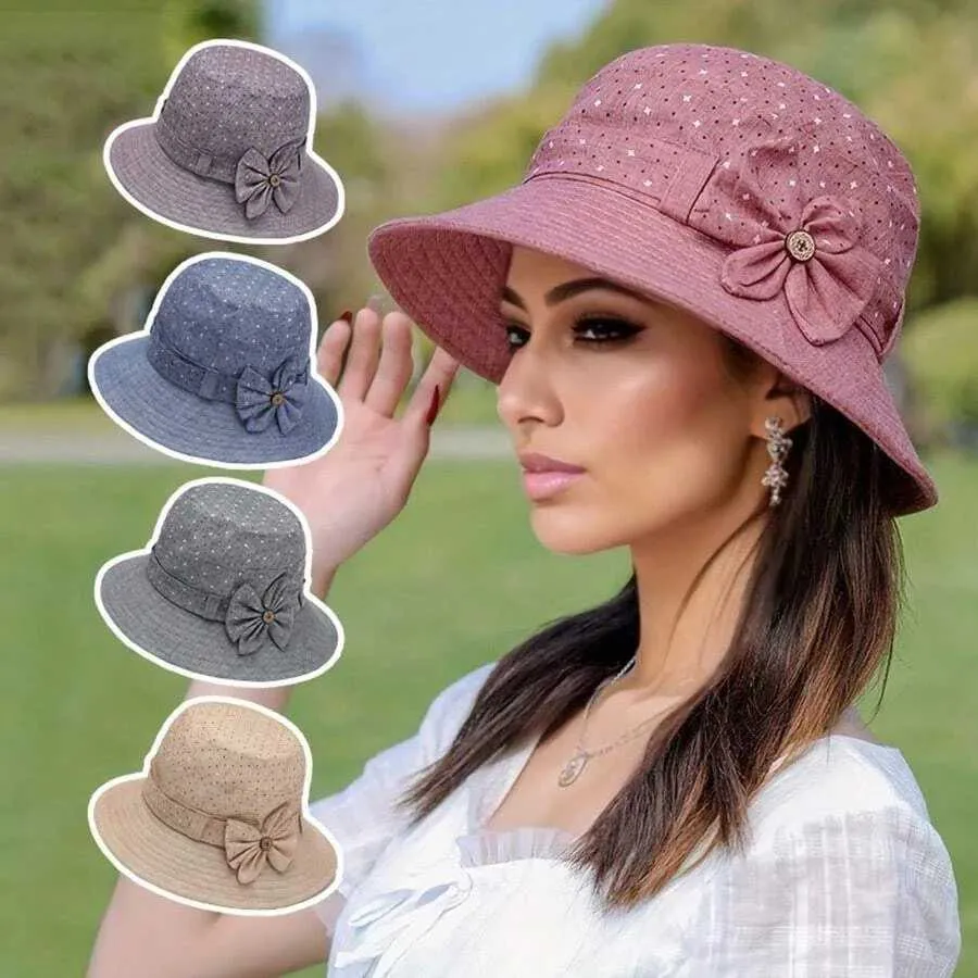 Vintage Floral Bucket Hat Foldable Wide Brim Sun Protection SPF Lady Wide Brim Bucket Hat Cutout Hollow Straw Ethnic Flower  main image 4