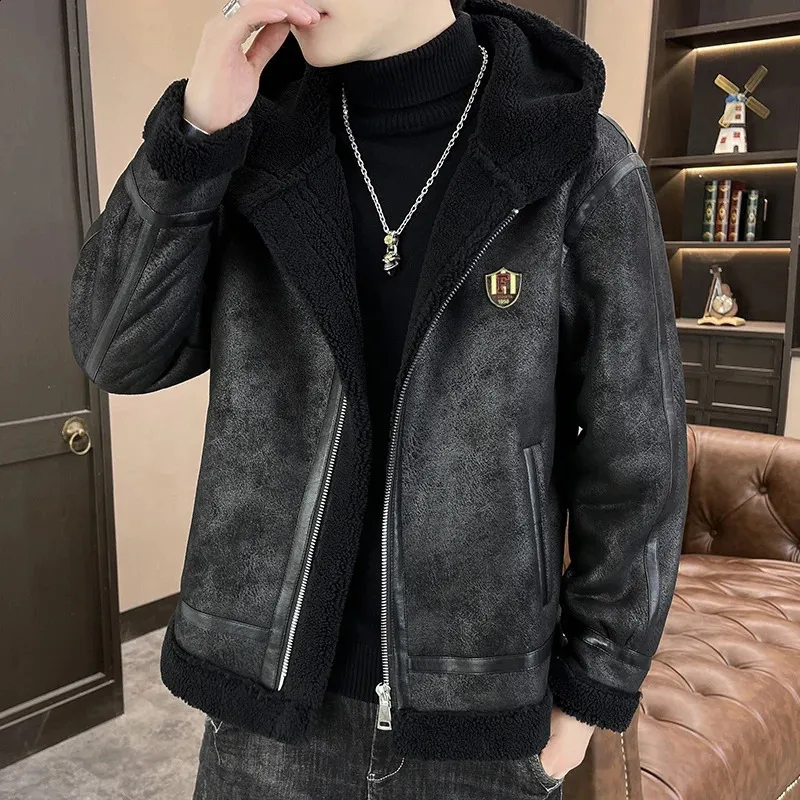 Premium Leather Motorcycle Jacket with Fur Hood Warm Stylish Winter  Shop Now!