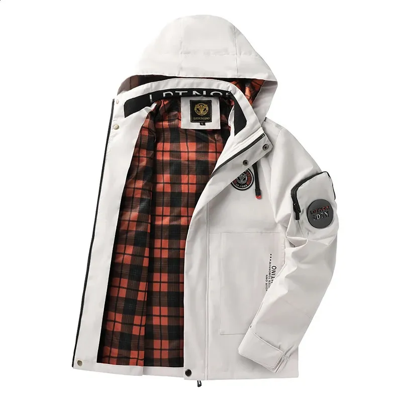 Sigma Men's White and Black Genuine Leather Jacket, Lapel