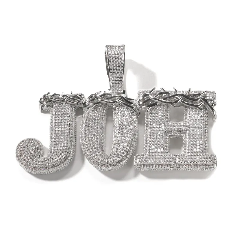 Gold Plated CZ Thorn Crown Letter Iced Out Pendants With Custom Name And 3mm 24inch Rope Chain Perfect Gift For Men And Women From Medofu eletronics 28.85 DHgate.Com