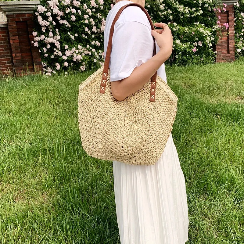 Summer Straw Woven Shoulder Bag Rattan Beach Large Capacity Tote ...