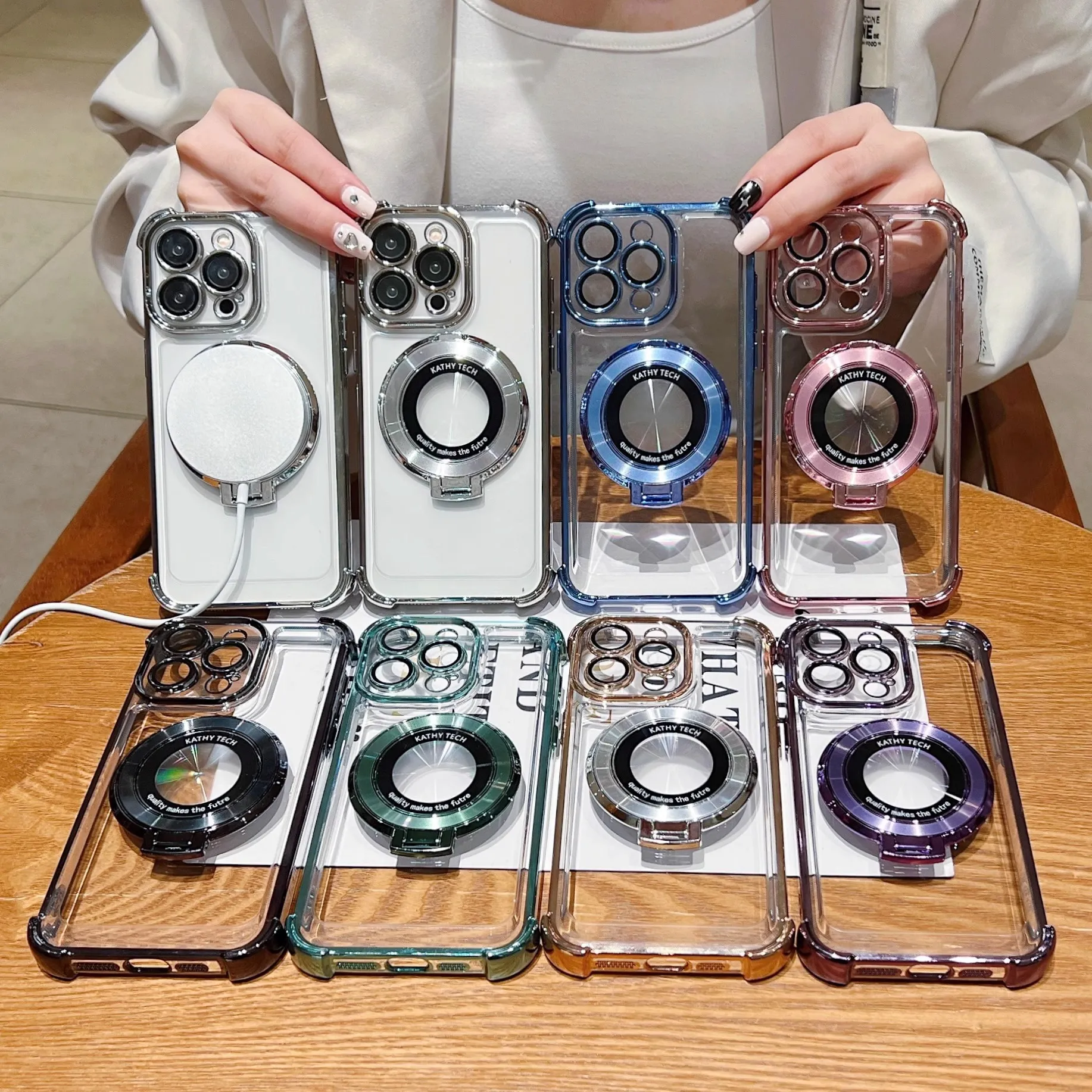 thumbnail interactive-video image 1 of Lot Of 5 Armor Hybrid Magnetic Ring Cases For IPhone 11/12/13/14/15 Series – Shockproof With Kickstand – Multiple Colors 1 of 6