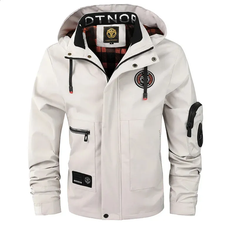 Men's Fashionable Single Layer Hooded leather jacket
