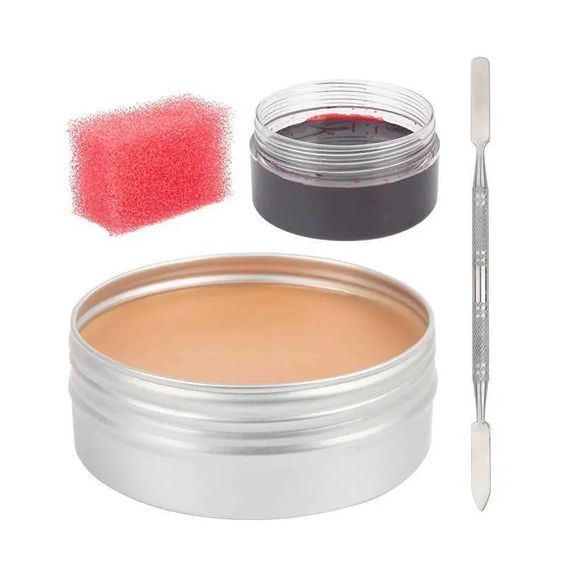 Kit De Maquillaje De Efectos Especiales Para Heridas Y Cicatrices - Incluye Cera, Gel De Sangre Falso Y Espátula