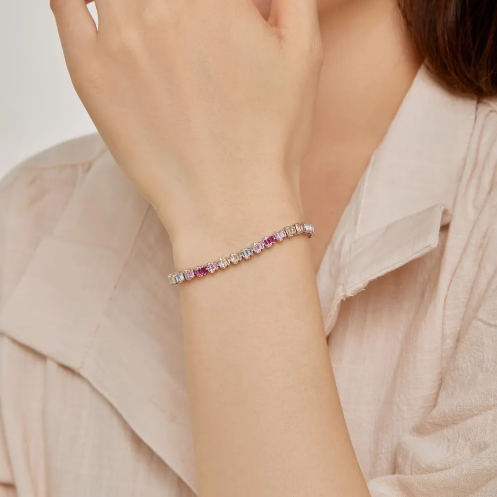 S925 Sterling Silver Zircon Bracelet - Elegant Elliptical