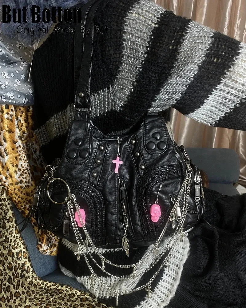 Y2K Punk Metal Chain women's designer handbags with Y2K Punk Metal Chain women's designer handbags with