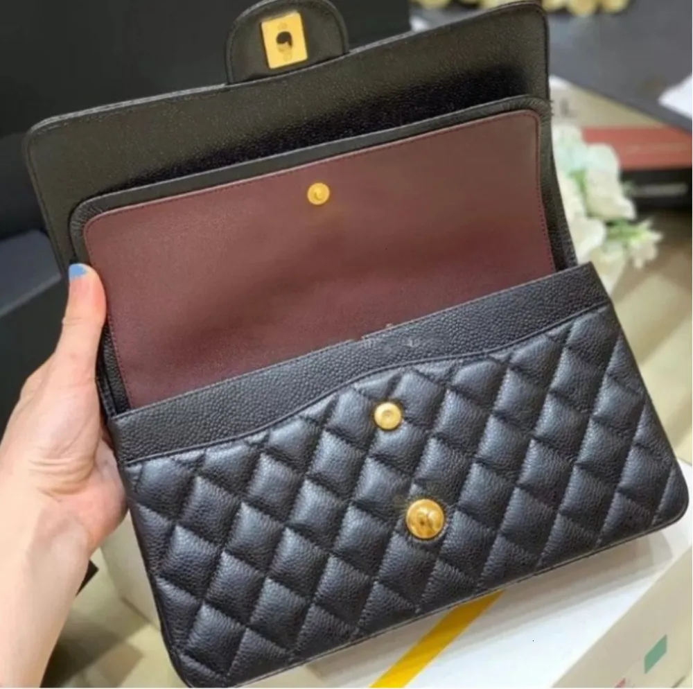 10A Designer bag Mirror quality Jumbo Double Flap Bag Luxury Real Leather Lambskin Classic All Black Purse Quilted Handbag Shoulde ptgf