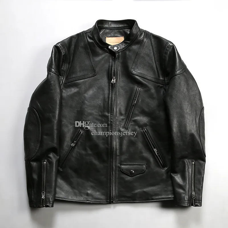 LEATHER BOM 革ジャン　Horsehide Retro Washed Horsehide Leather Jacket: Premium Mens Locomotive