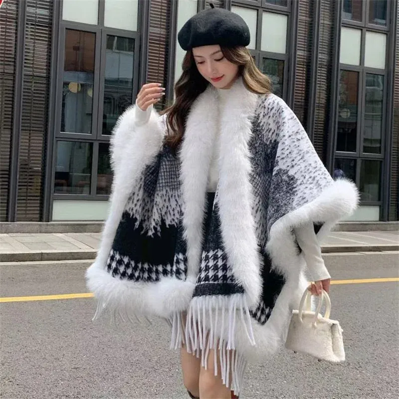 Women Loose Faux Fur Ball Out Street Wear Winter Warm Cardigan