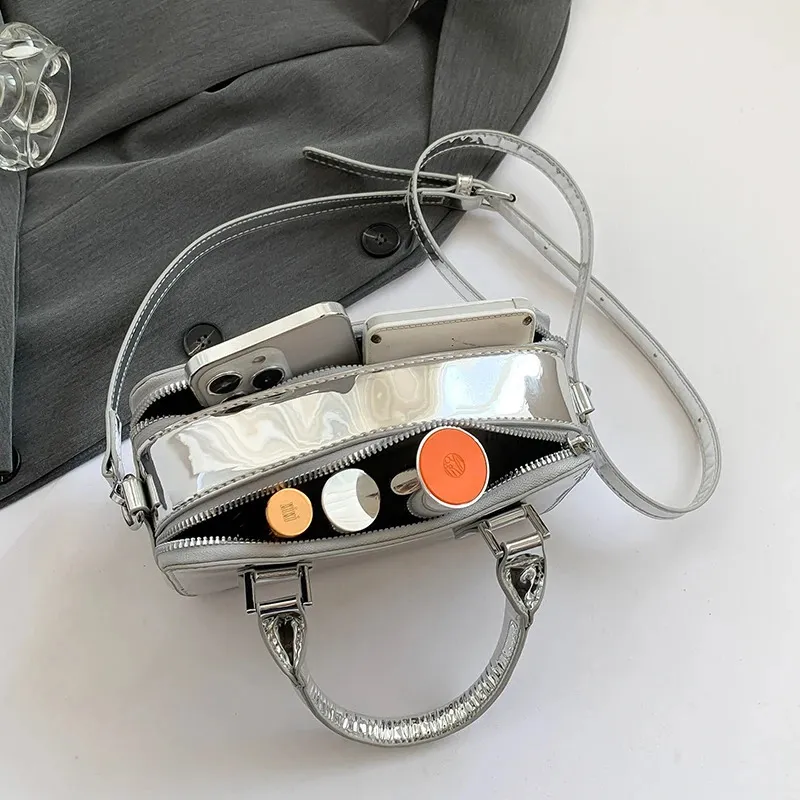 Wallet shoulder bag／ミニポーチ付／silver SILVER BULLET ネックポーチ メンズ スマホショルダー バッグ 撥
