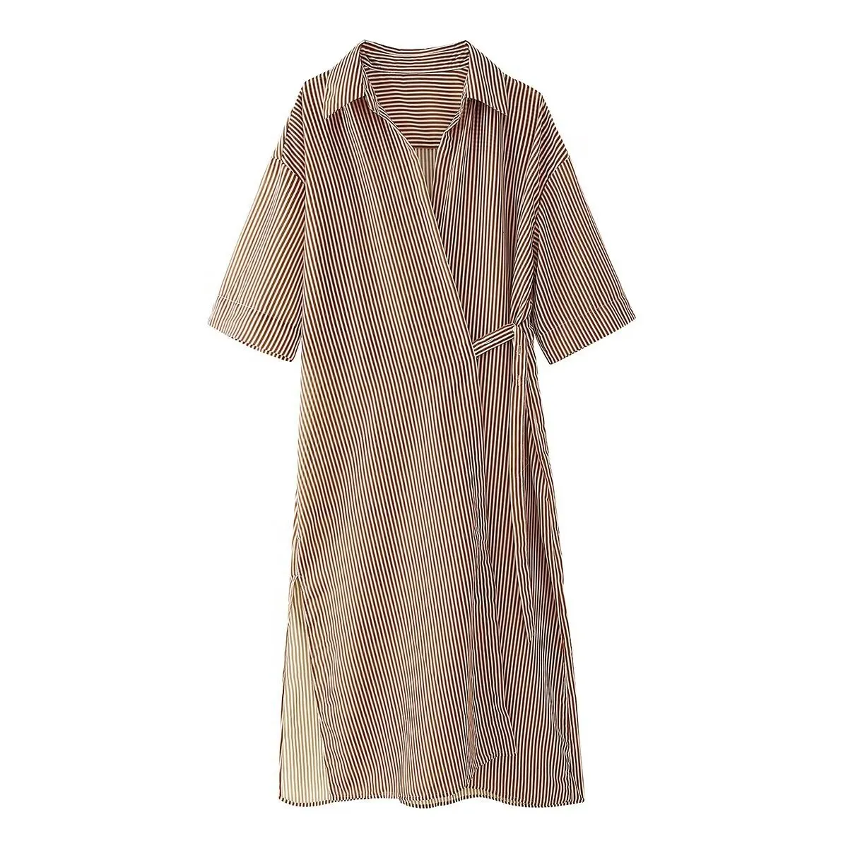 Womens Fashion Short Sleeved Striped Shirt Dress