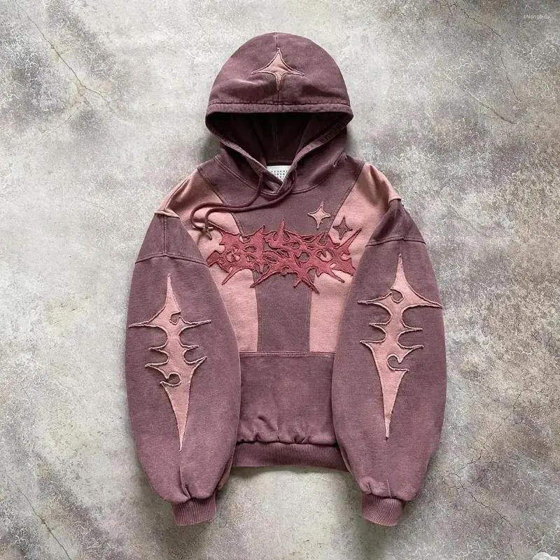 Distressed Star Patch Hoodie: Trendy Harajuku Style Sweatshirt