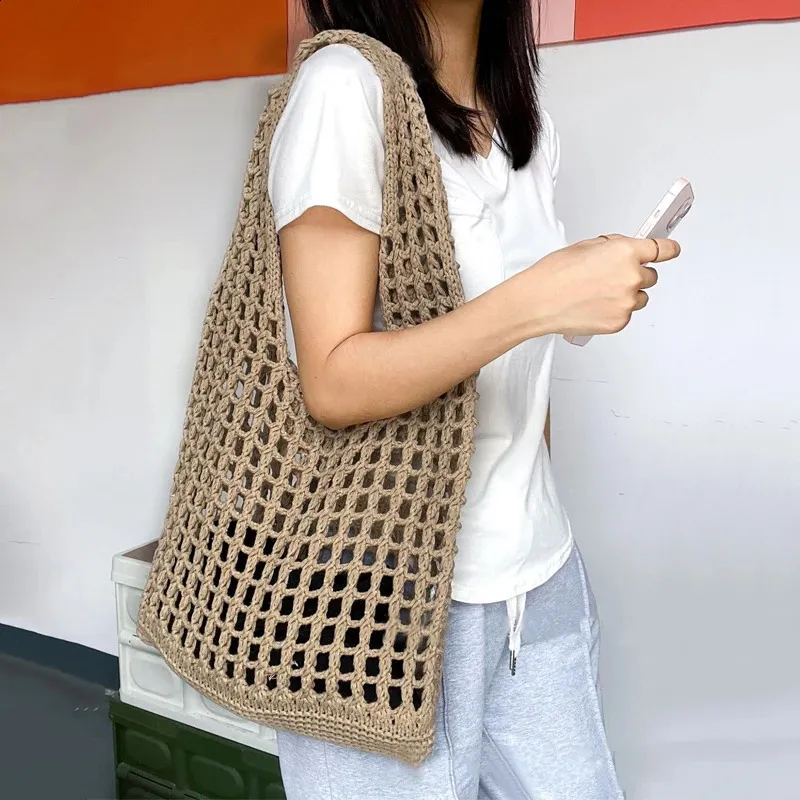 Hollow Out Bag Shoping Shoulder Bags Crochet Knitted Beach Large