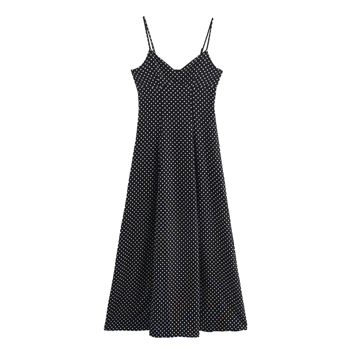 Stylish Polka Dot Suspender Long Polka Dot dress for Women's Summer Fashion