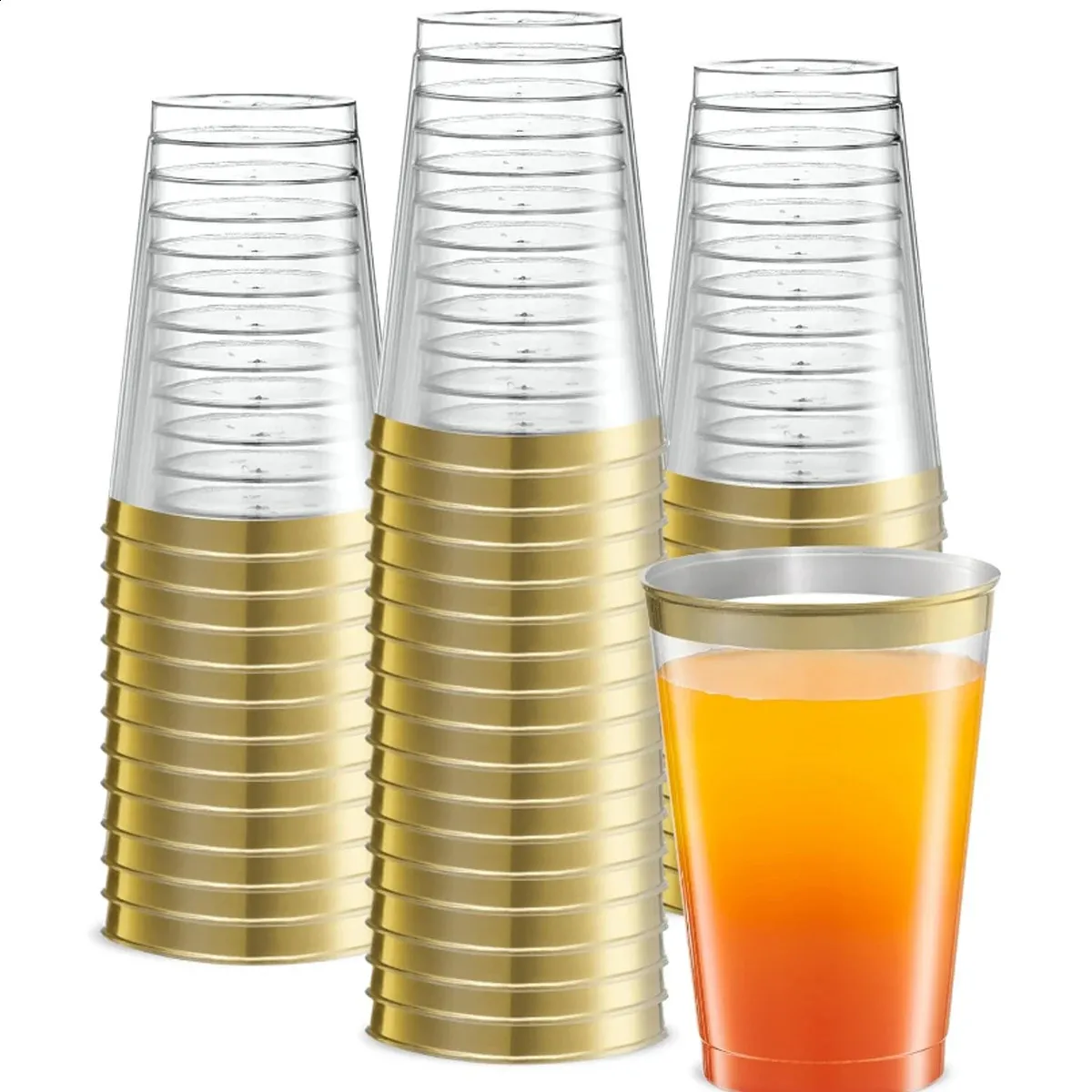 10/50/of 10 ounce gold plastic disposable cups with gold borders for  weddings Thanksgiving Christmas from Dhgate Disposable Cups & Straws -  price 39.8
