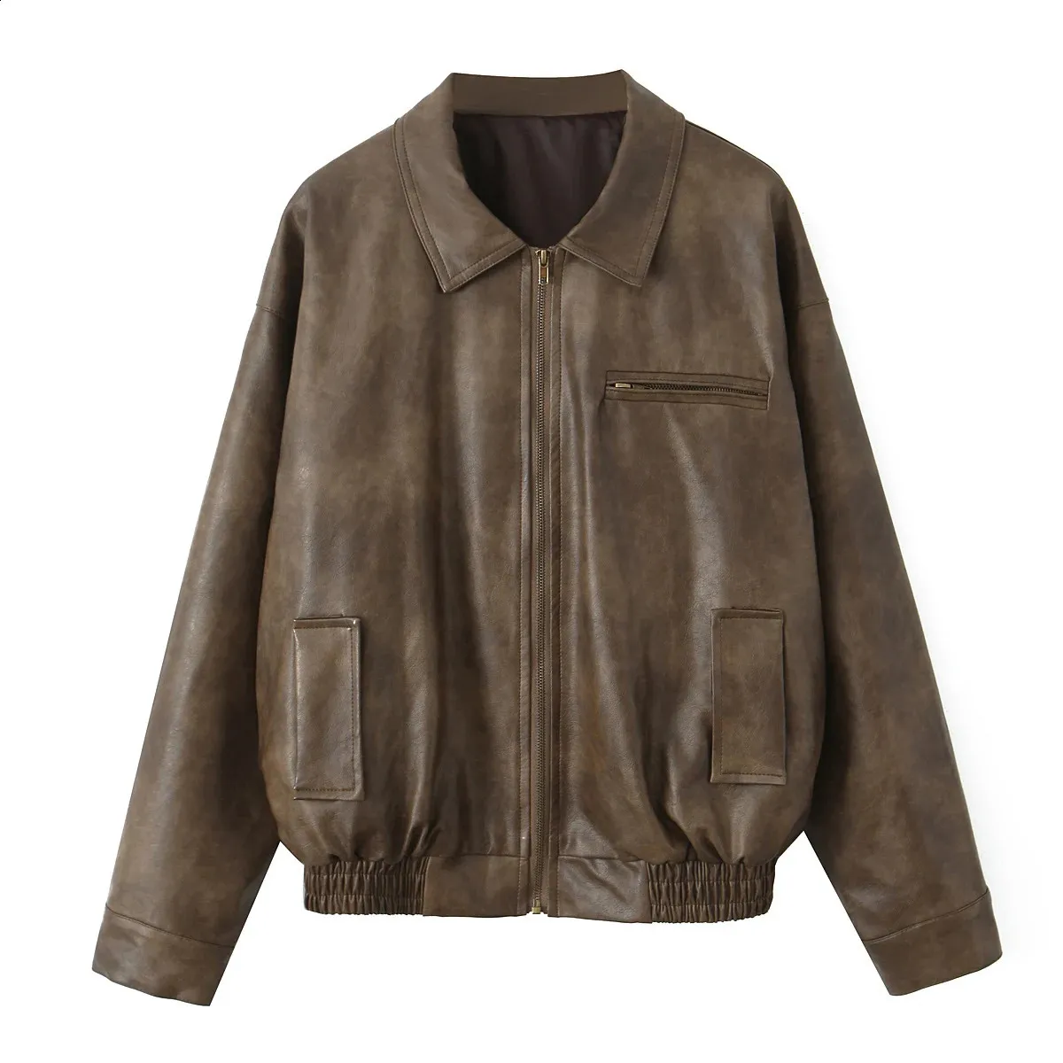 ゆっけ✨ real leather jacket brown y2k Vintage 90s y2k Chevirex Leather Jacket Brown Size L P2P 23