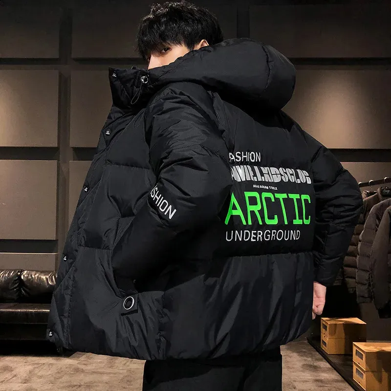 Colorful Harajuku Mens Winter Parka: Trending Puffer Jacket - Shop