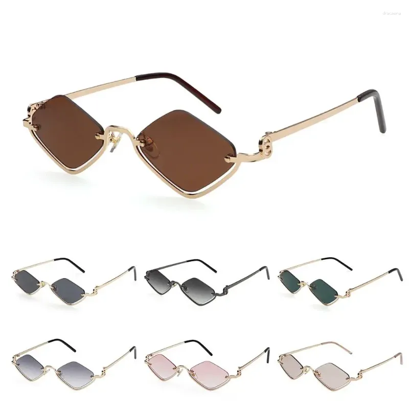 Diamond-Studded Half-Frame Metal Sunglasses: Vintage Shades for Men Women