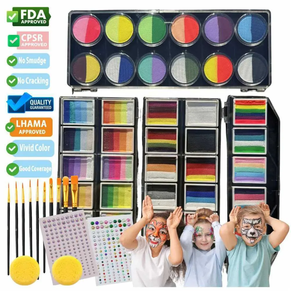 Premium Rainbow Makeup Palette - Water Activated Face & Body Paint ...