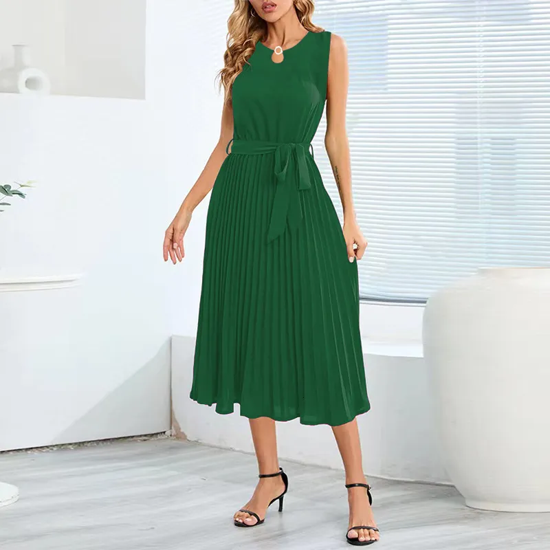 green emerald velvet dress Olive Pleated Skirt And Suede Top Dress main image 1