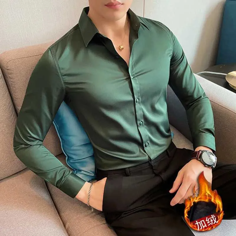 Men's Slim Fit Long Sleeve Solid Casual Dress Shirt - Thick Warm Autumn  Business Shirt 5XL-M from Dhgate Men's Dress Shirts - price 17.91