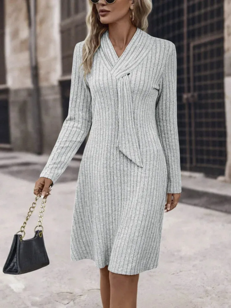Grey chiffon long knit dress with short sleeves floor-length pleated waist  synthetic fiber from Dhgate Basic & Casual Dresses - price 48.73