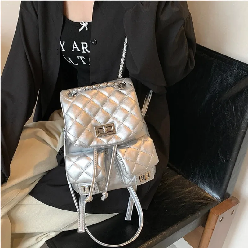 Fashion Plaid Backpack For Women Trend Bucket Bags For Female Multifunction Chain Handbags Shoulder Bag 240824 From 18 13 DHgate