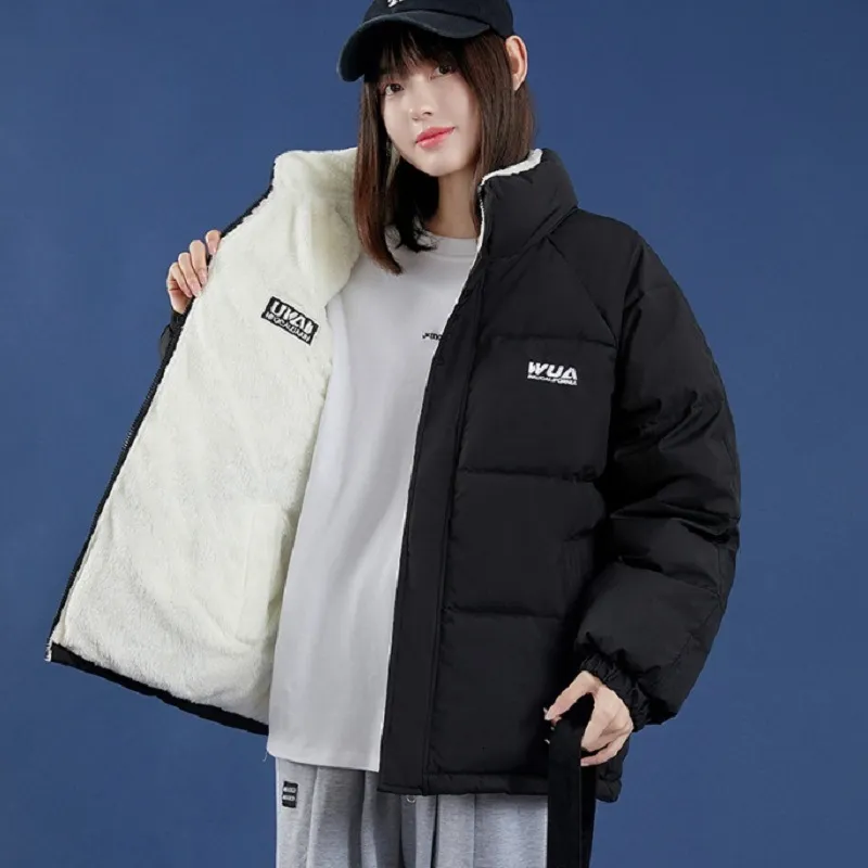 DHgate Womens Flannel Lined Winter Down Jacket Warm Thick Stylish Apparel