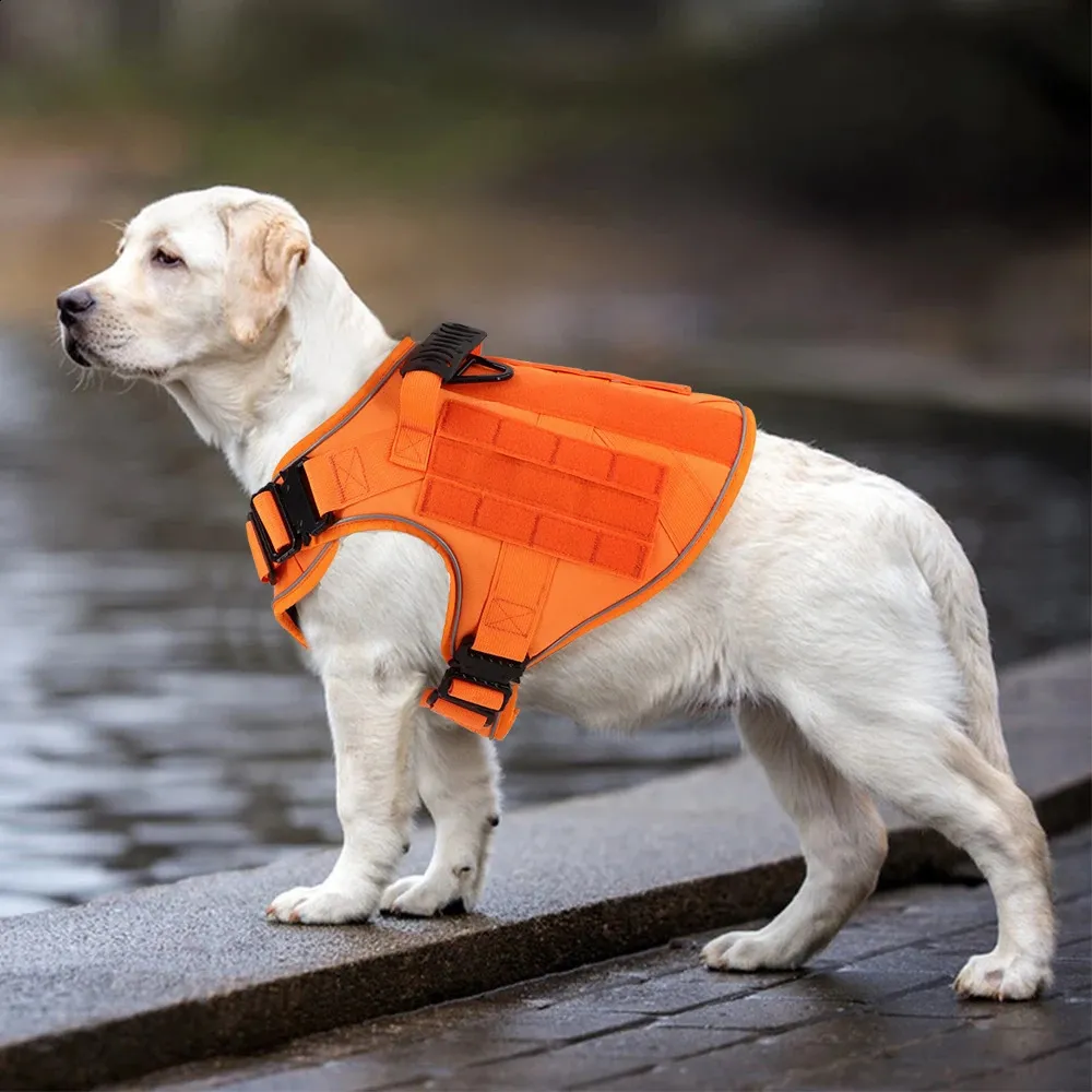 Tactical Dog Harness Orange Military Style Pet Vest With 4  Tactical Dog Harness No Pull K9 Vest Small Orange Reflective Handle Heavy Duty main image 0