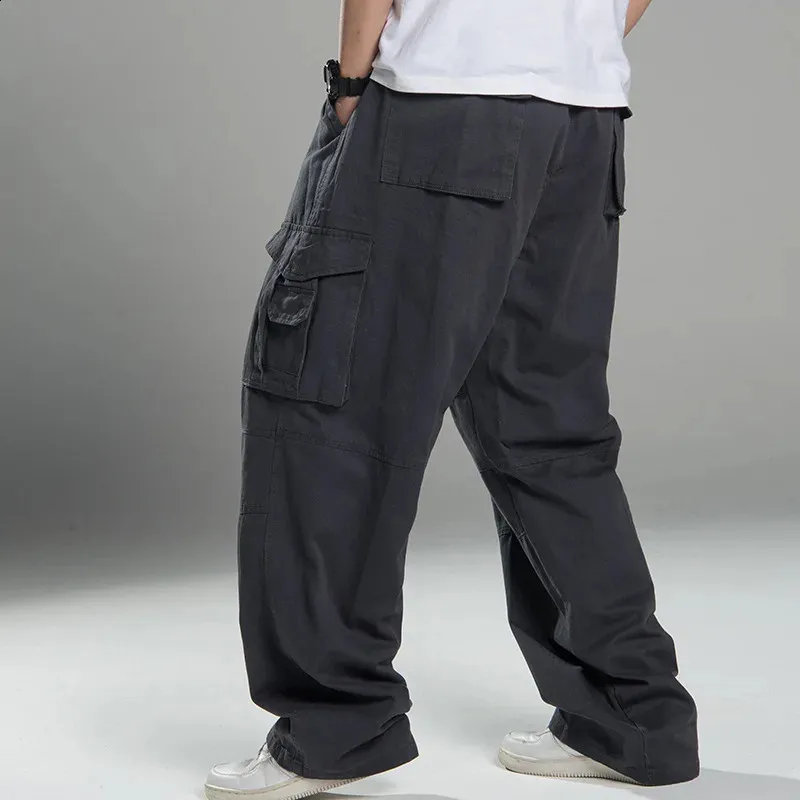 Plus Size 7XL 8XL Men's Cargo Pants Thick Acetate Broadcloth
