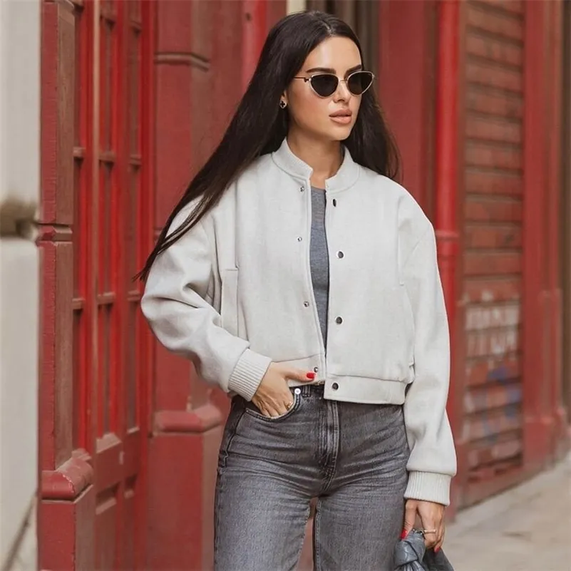 Cozy Wool Bomber Jacket Womens - Fashionable Cropped & Long Sleeve