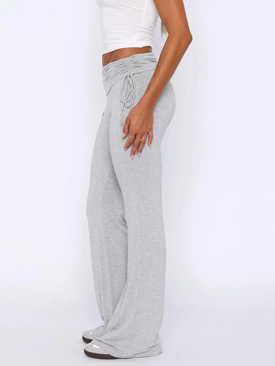 Wide Leg Sweatpants Pocket Design Drawstring Ruched Sweatpants