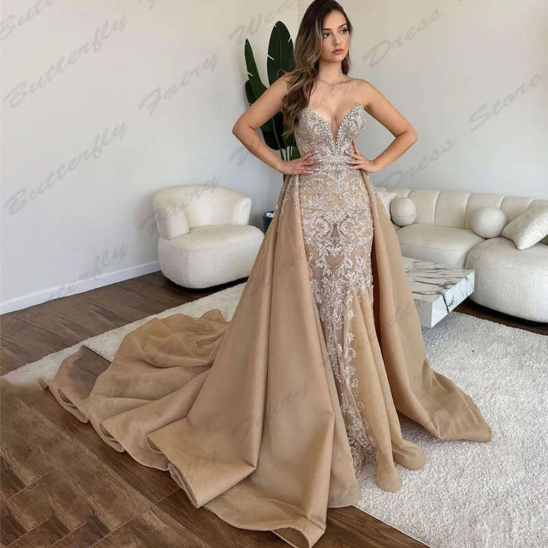 chinese dress ladies HONGIVEY Sexy Halter V-Neck Lace Applique with Side Slit Evening Dress main image 0