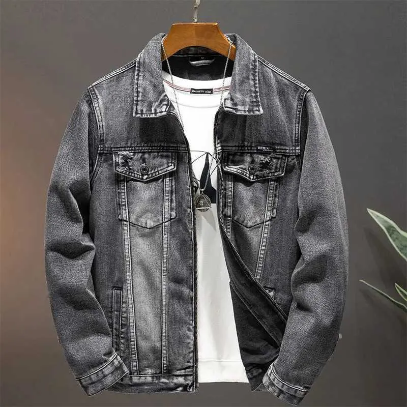 DHgate.com:Mens Casual Denim Jacket - Smoky Gray, Loose Fit DHgate.com:Mens Casual Denim Jacket - Smoky Gray, Loose Fit