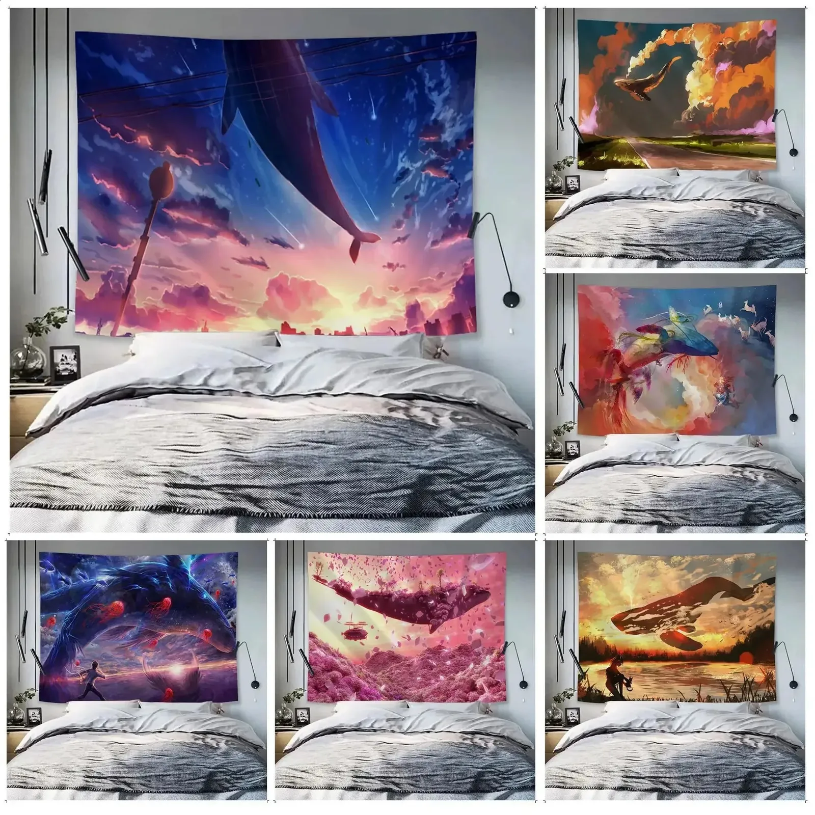 Tapiz De Pared Tema De La Ballena De Ballena Para La Decoración De La Sala  De Estar Tela De Poliéster Suave, Gran Tamaño De 11,05 € | DHgate, image size:1600x1600