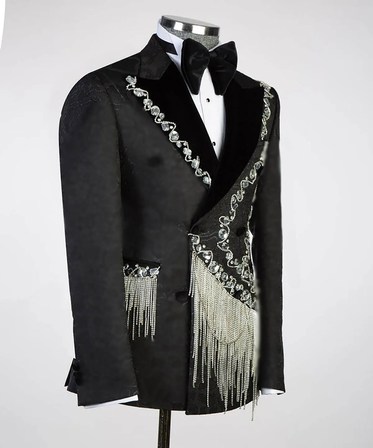 Men's Black Perry Ellis Tuxedo Jacket - Wool With Satin Peak Lapels For Wedding Or Prom 8 thumbnail image