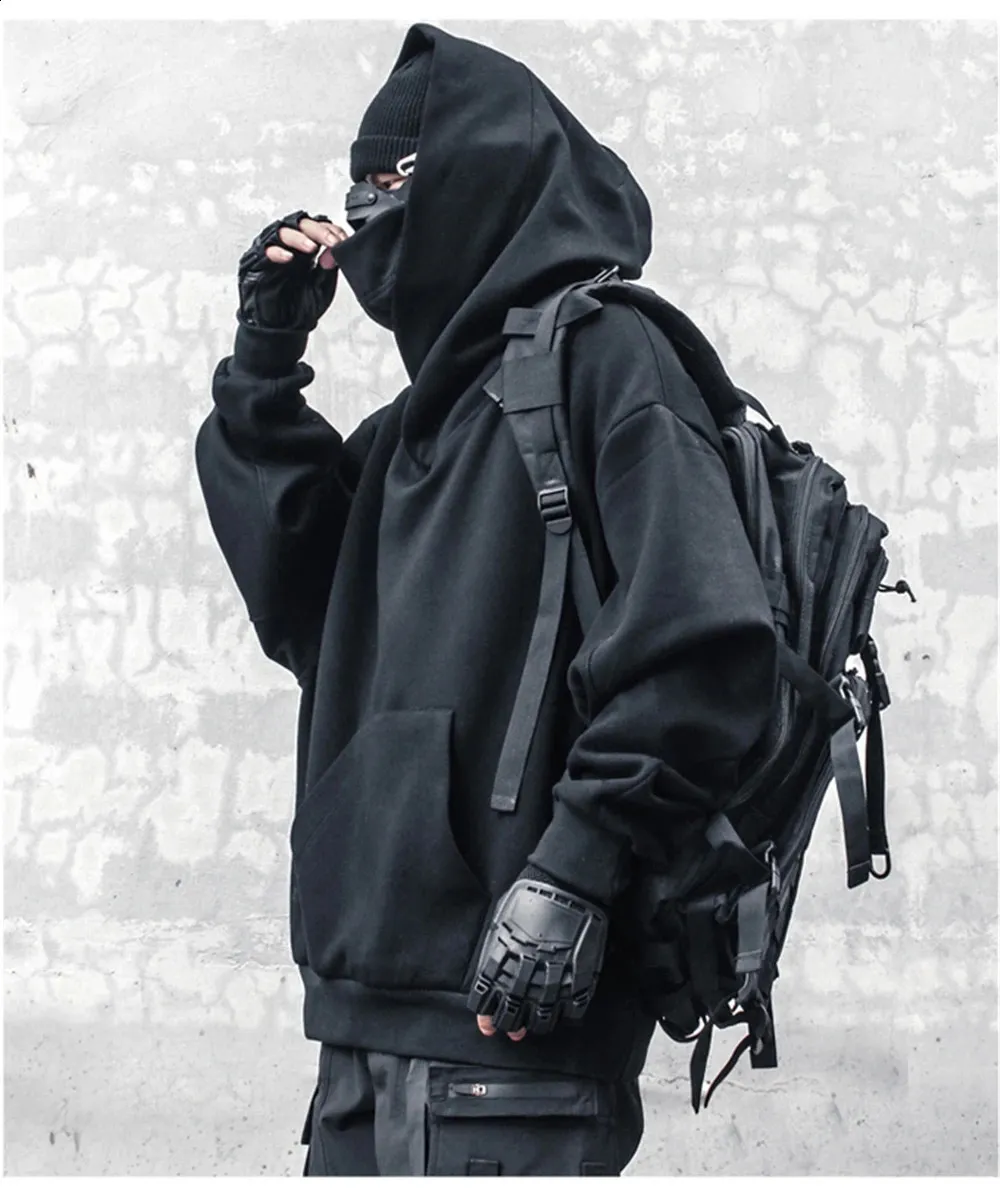Techwear Hoodie with Double Necklace - Mens Harajuku Hiphop
