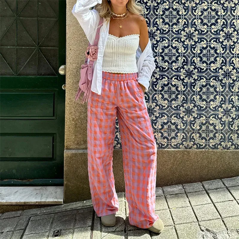 Outfit Pantalon Cuadros Palazzo Completo De Cuadros Estampado A