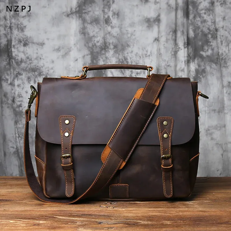 Premium Leather Messenger Bag: Top Layer Computer Bag for Men Shop Now!