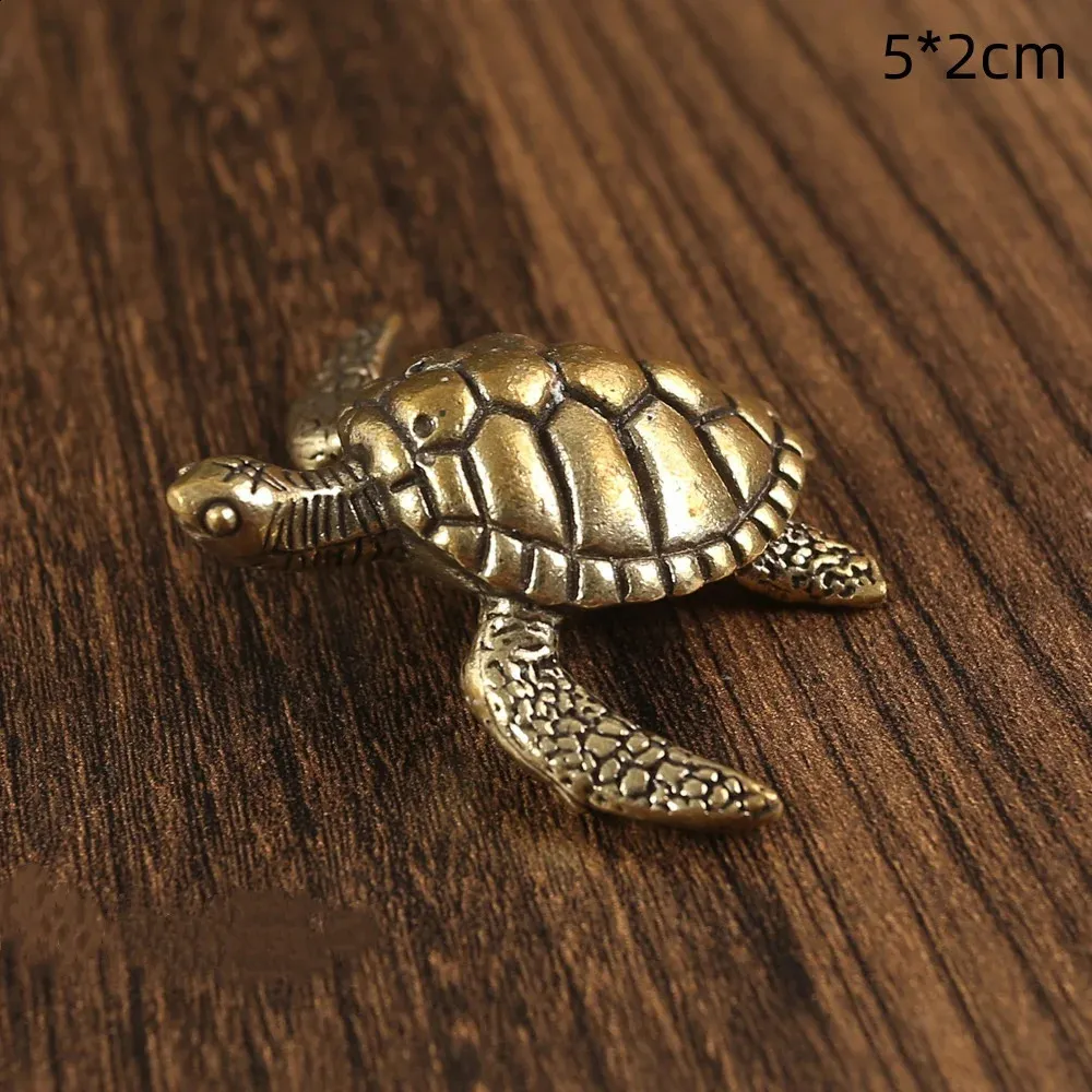 Brass Crane Turtle Ornament - Vintage Tortoise Sculpture For Desktop Decor & Home Decoration