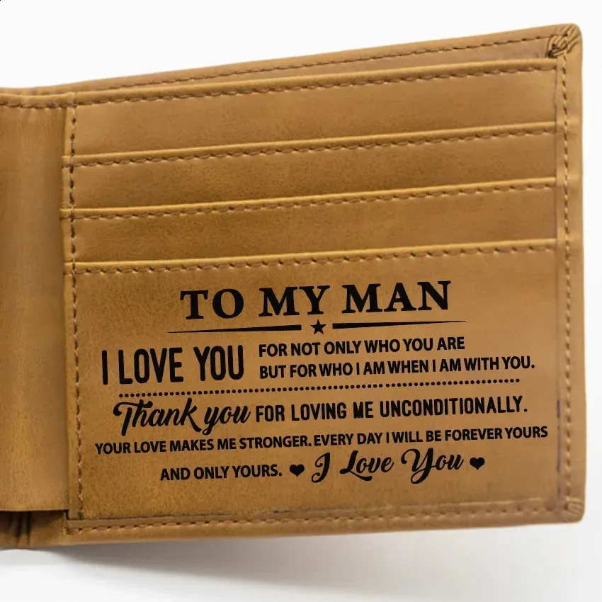 Portafoglio Personalizzato Uomo In Pelle PU Con Foto E Testo Inciso – Grande Capacità, 6 Scomparti Per Carte, Regalo Per Papà, Marito, Fidanzato