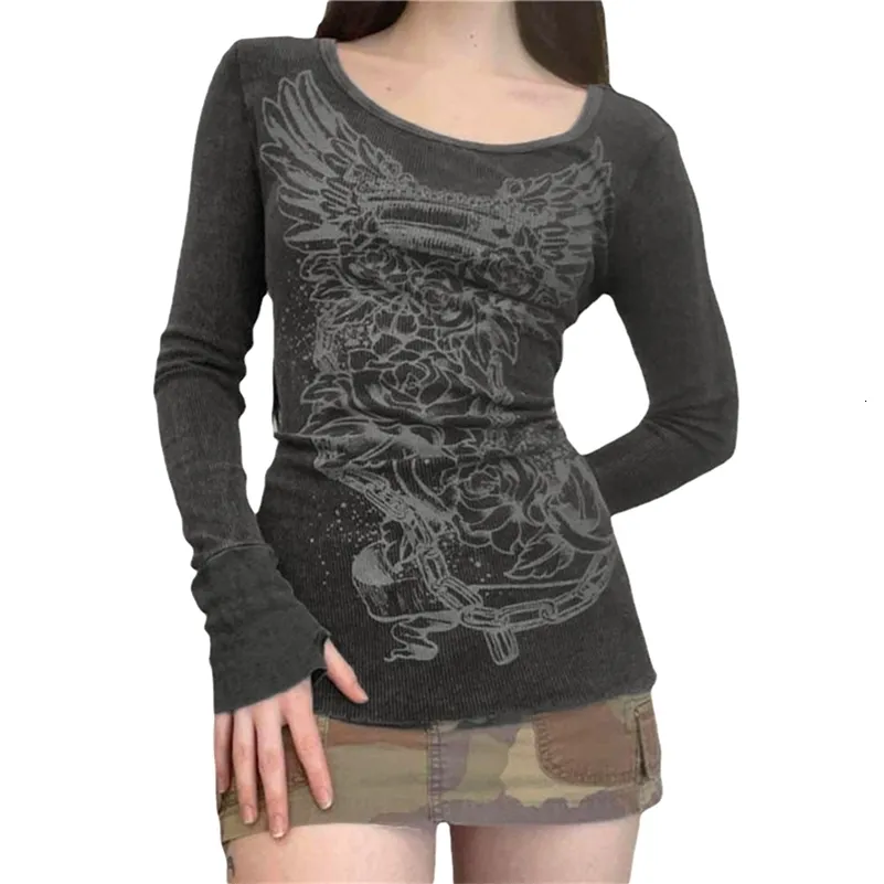 Y2K Fairy Grunge Long Sleeve Top - 2000s Graphic Tee, Retro