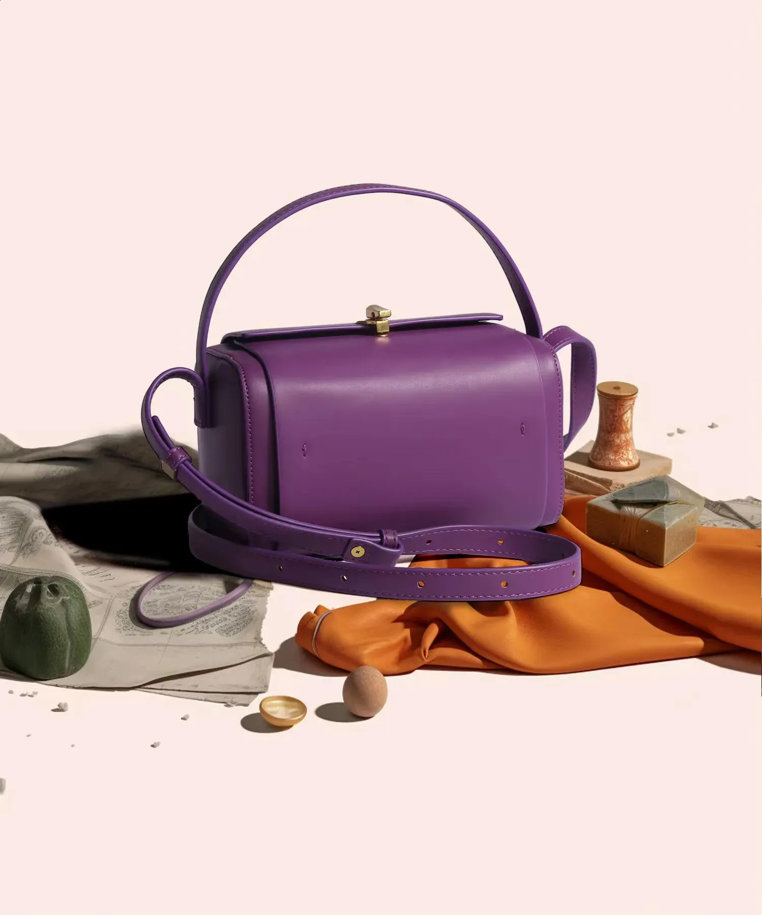 Small square Boston handbag mini PU zipper closure casual