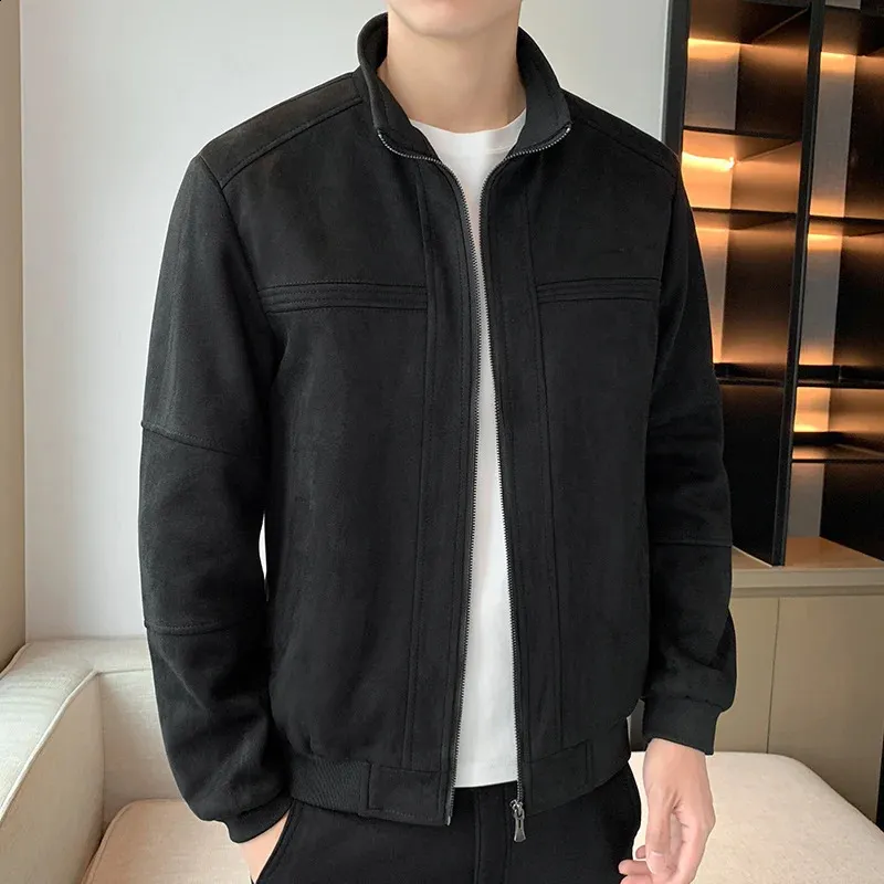 【BAON】Molte color matching collar suede jacket Men's Windproof Suede mens jackets - Solid Color
