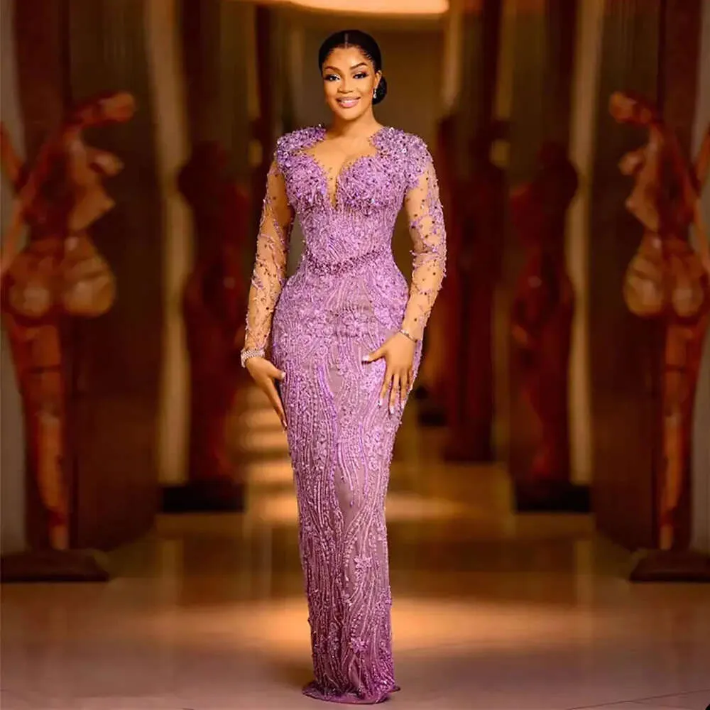 Purple Lace Lace Gown Styles For Wedding 2019 African Plus Size